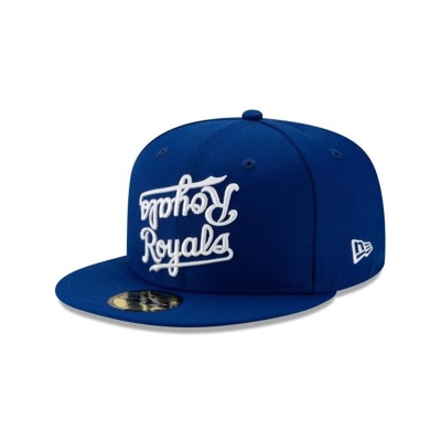 Blue Kansas City Royals Hat - New Era MLB Team Mirror 59FIFTY Fitted Caps USA8431569